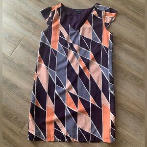 Banana Republic Sz 4 Navy Geometric Print Dress